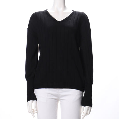 ワイドリブVネックニット