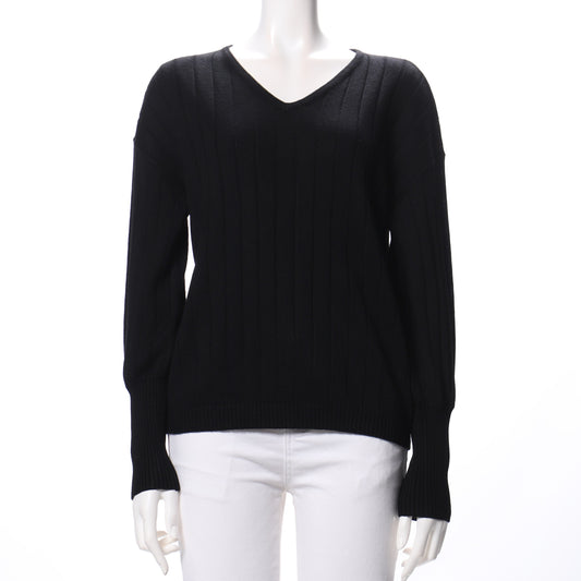 ワイドリブVネックニット