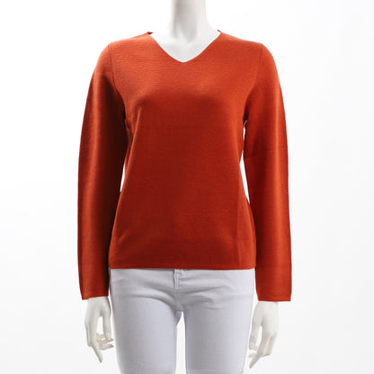 ミラノリブVネックニット