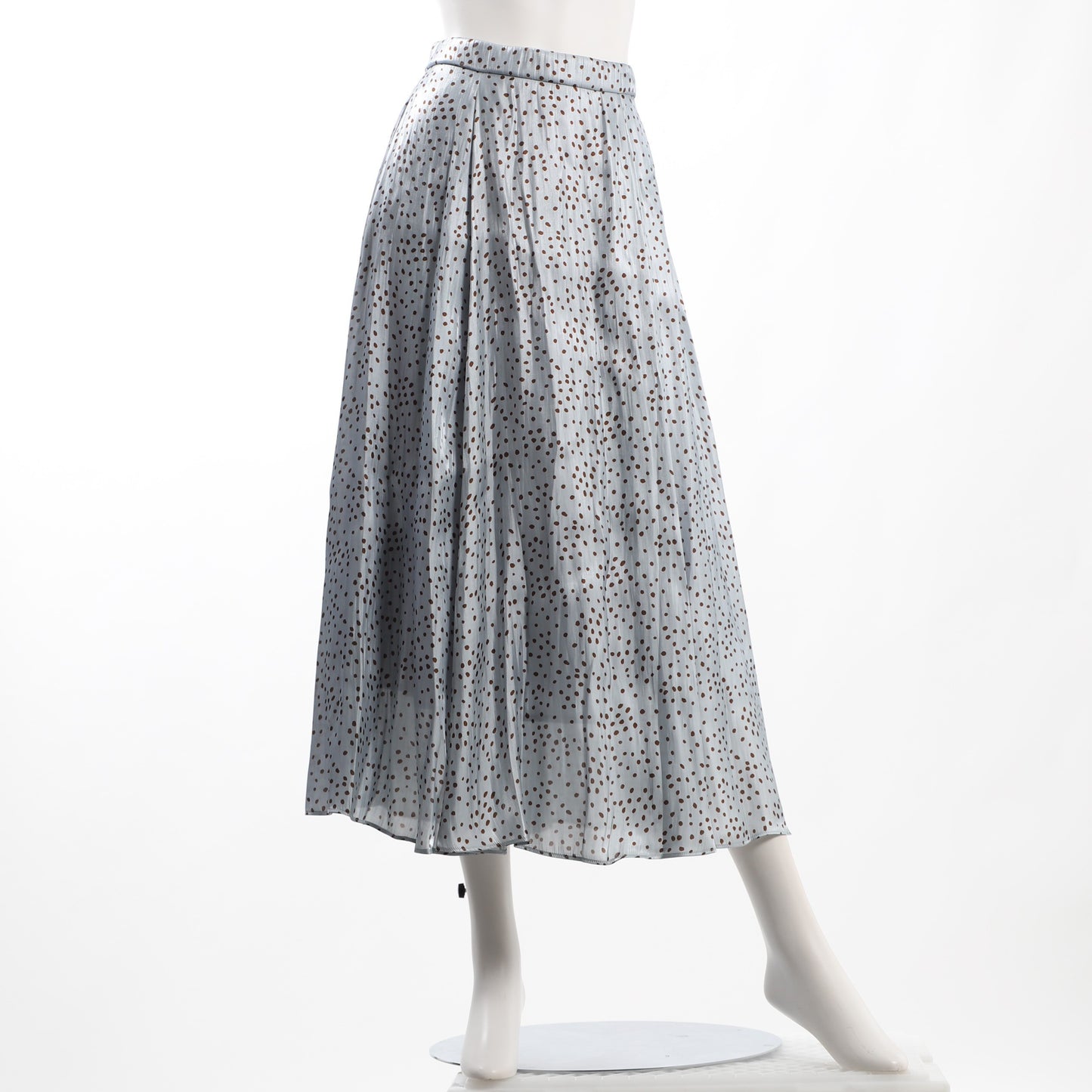 シャイニードット柄ロングフレアスカート