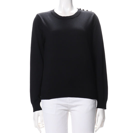 ショルダーボタンクルーネックニット