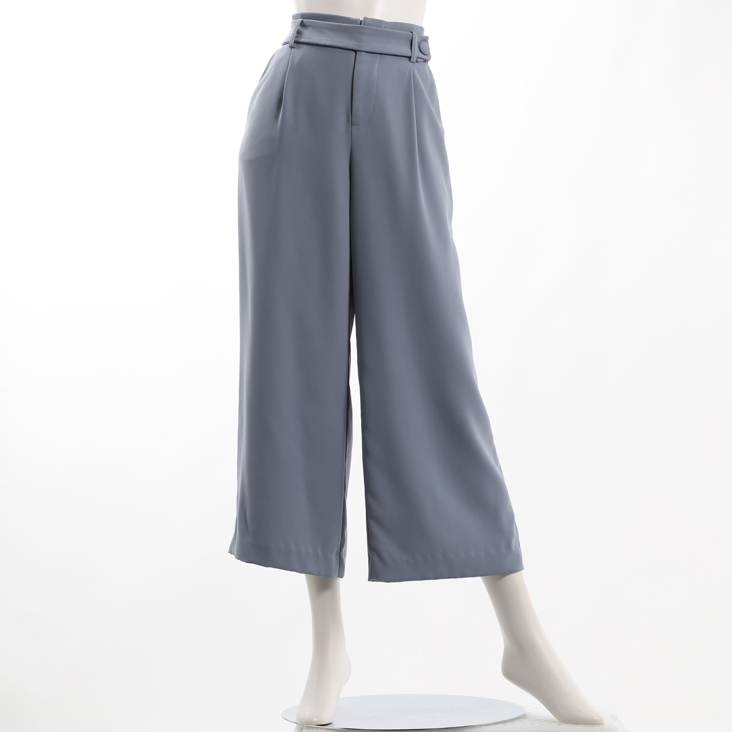 ボタンベルト付きワイドパンツ