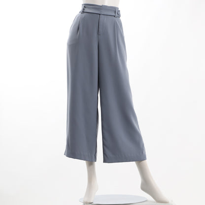 ボタンベルト付きワイドパンツ