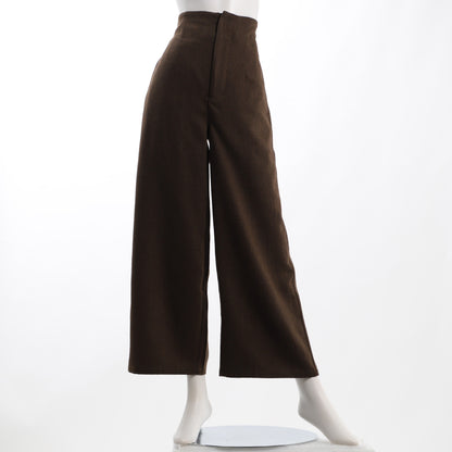 ヘリンボーン柄ハイウエストワイドパンツ