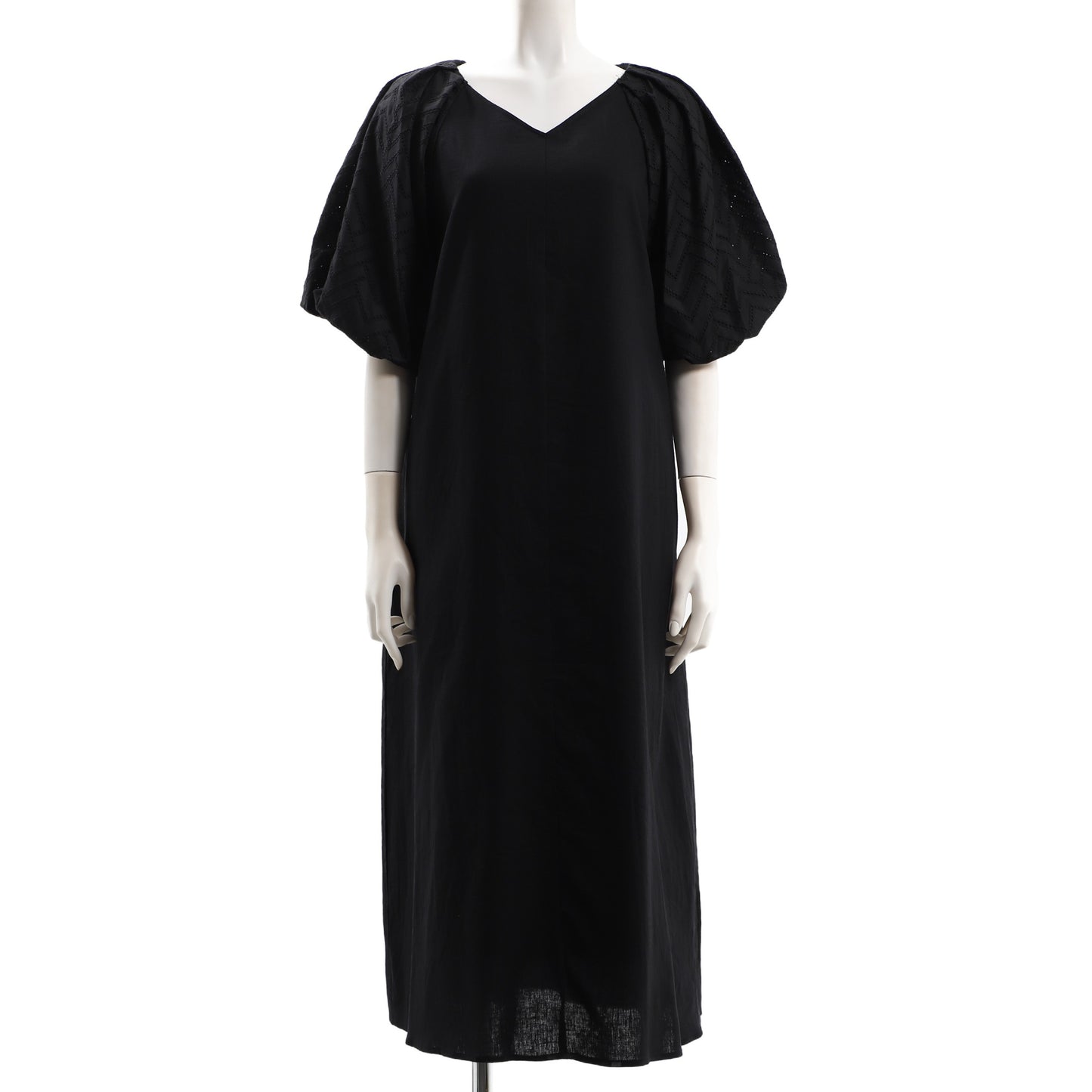 お袖デザインVネックワンピース