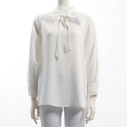 ボウタイネックラグランスリーブブラウス