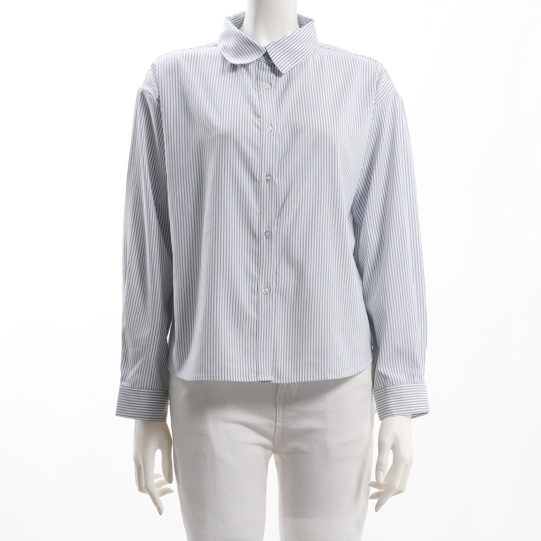 ストライプ柄前開きシャツ