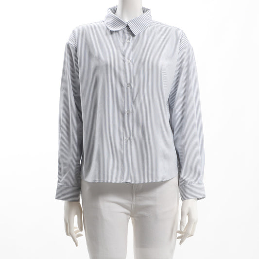 ストライプ柄前開きシャツ