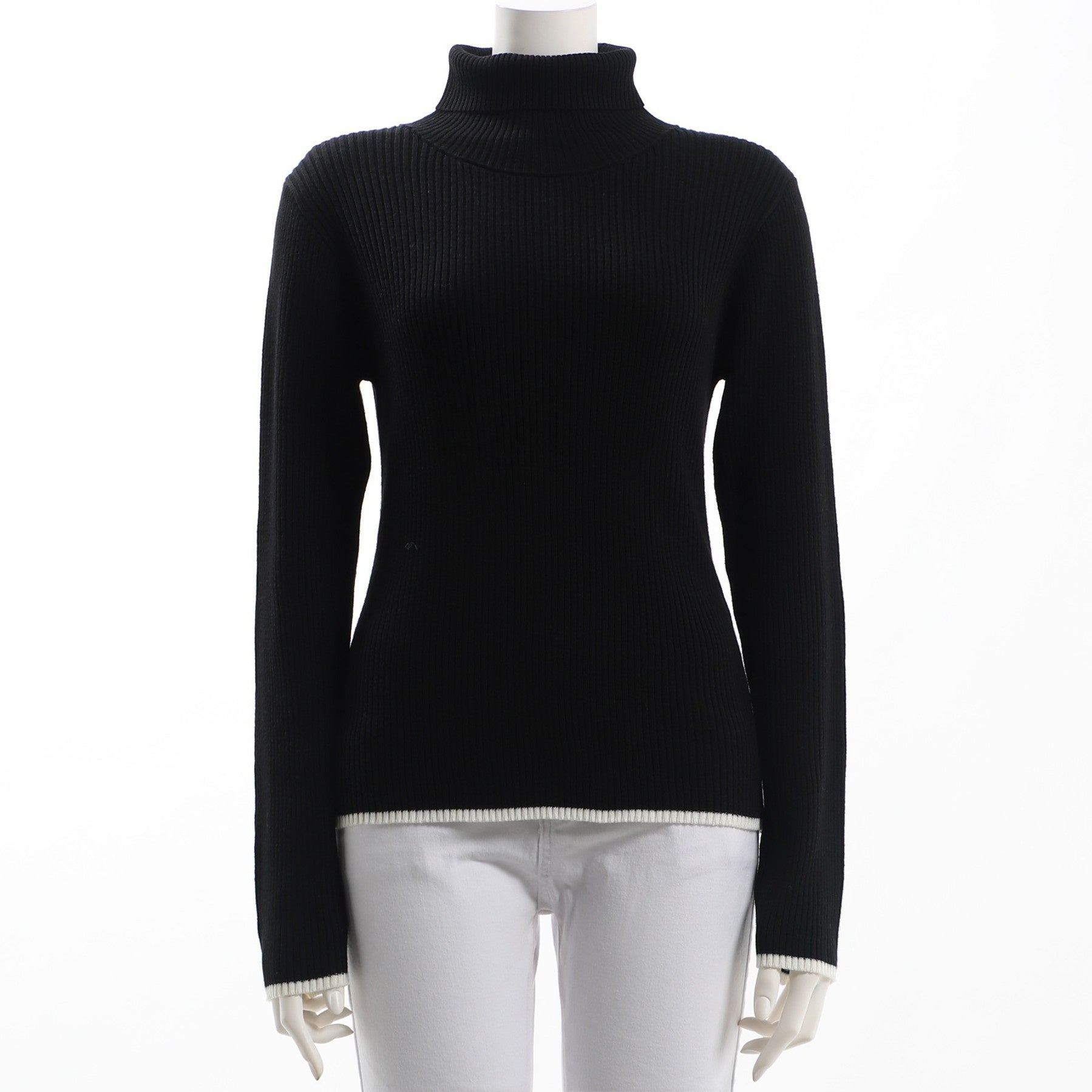 シンプルタートルネックリブニット