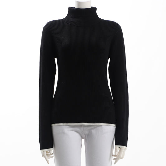 シンプルタートルネックリブニット