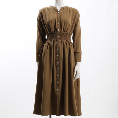 ウエストシャーリング前ボタンデザインワンピース