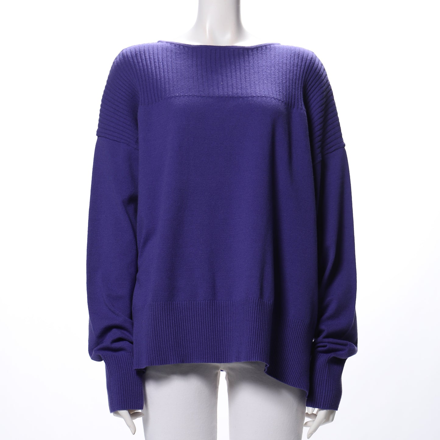 リブ切り替えドロップショルダーニット