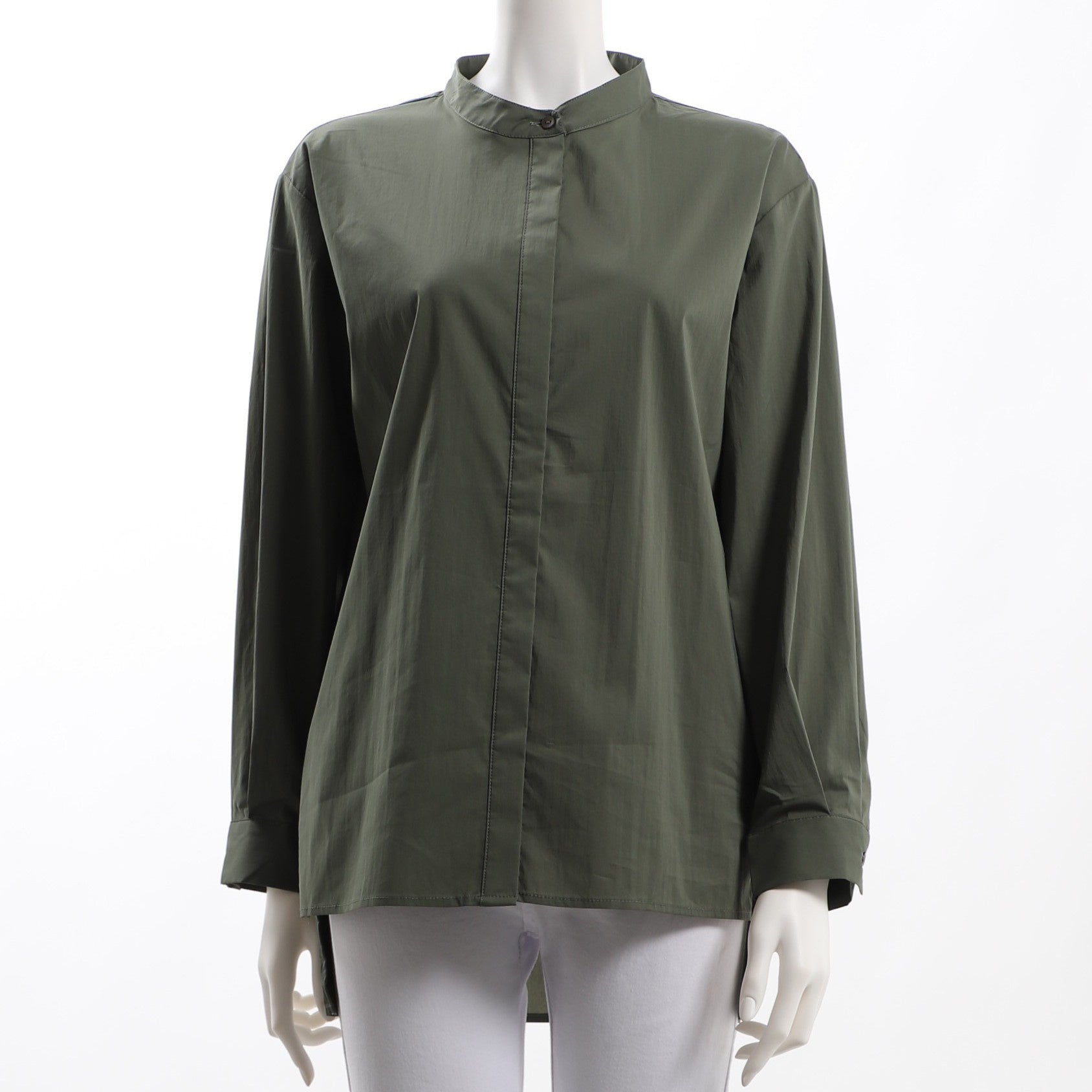 バックテールデザインバンドカラーシャツ