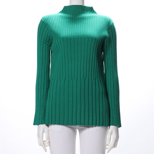 サイドスリットハイネックリブニット