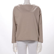 スラッシュドネックドロップショルダーカットソー