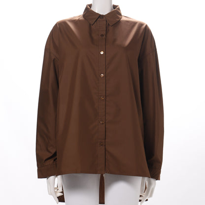 シンプルデザイン前開きシャツブラウス