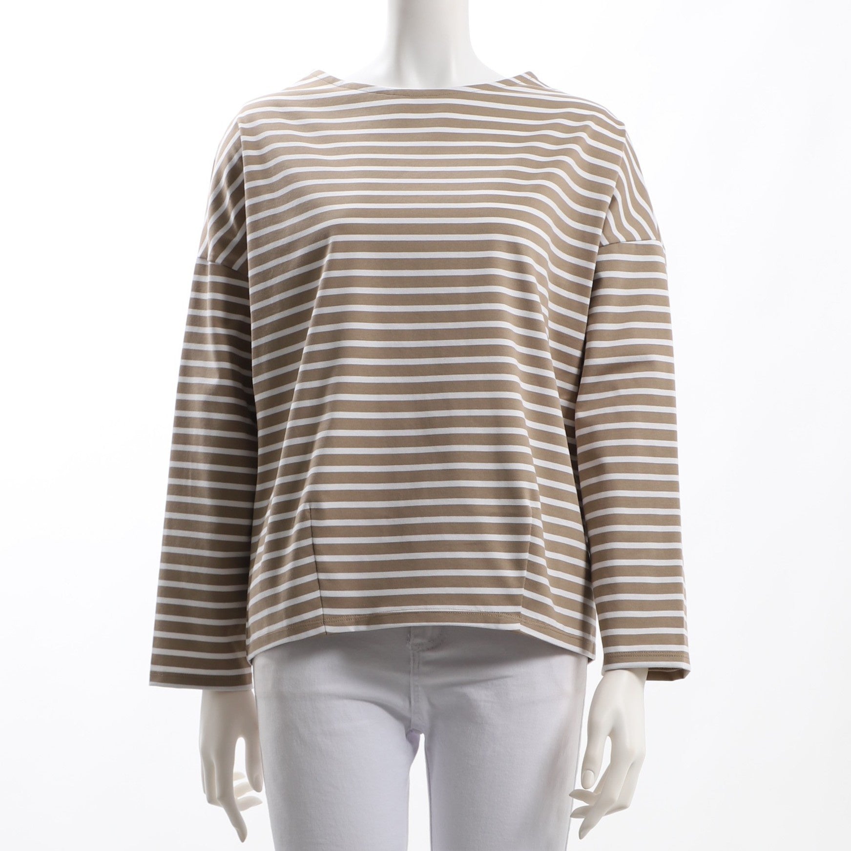 オフネックボーダー柄カットソー