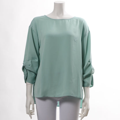 袖口デザインラウンドネックブラウス