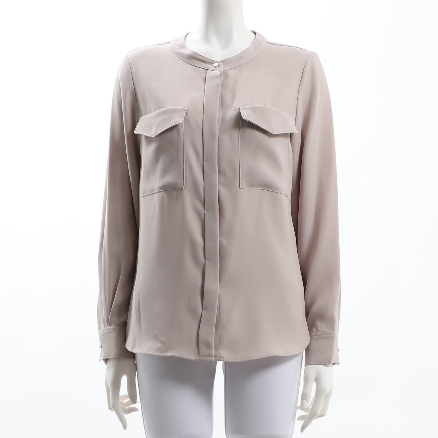 ダブルバックサテンバンドカラーブラウス