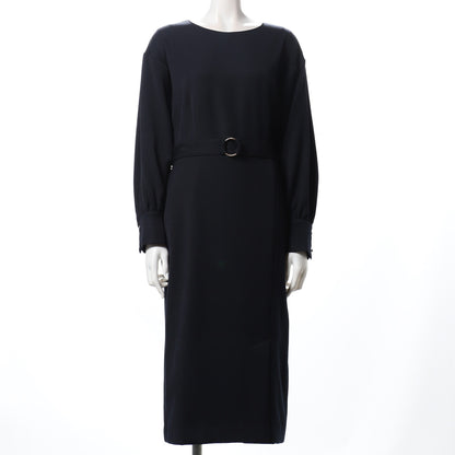 ウエストベルトラウンドネックワンピース