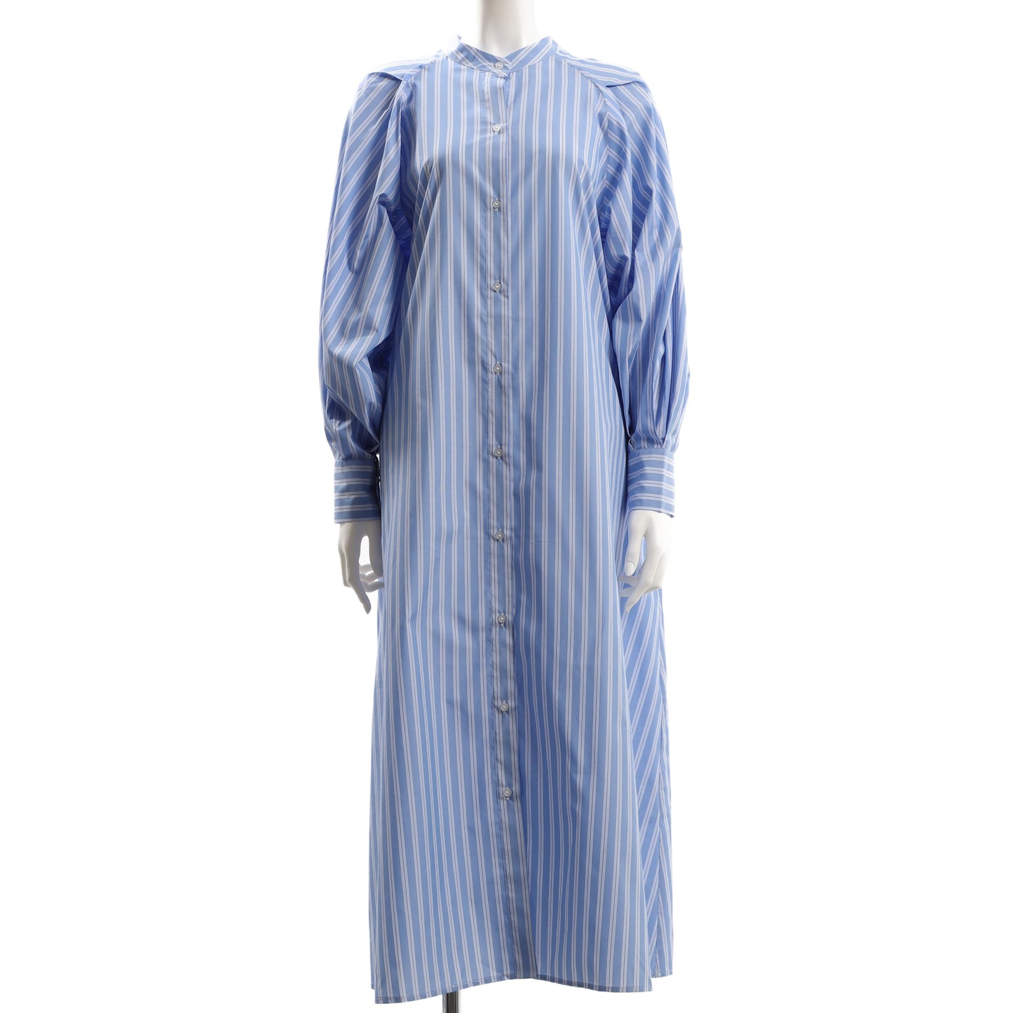 ふんわりボリューム袖ストライプワンピース