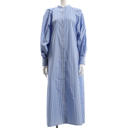 ふんわりボリューム袖ストライプワンピース