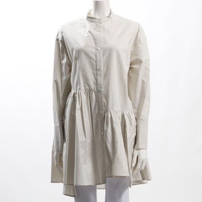 裾デザインバンドカラーブラウス