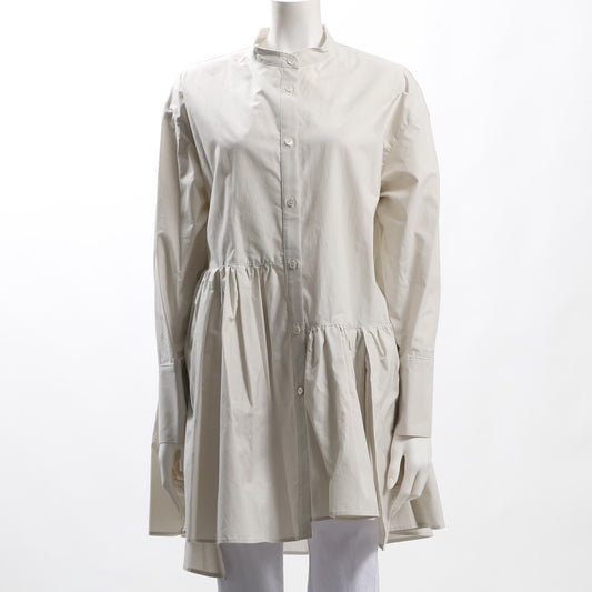 裾デザインバンドカラーブラウス