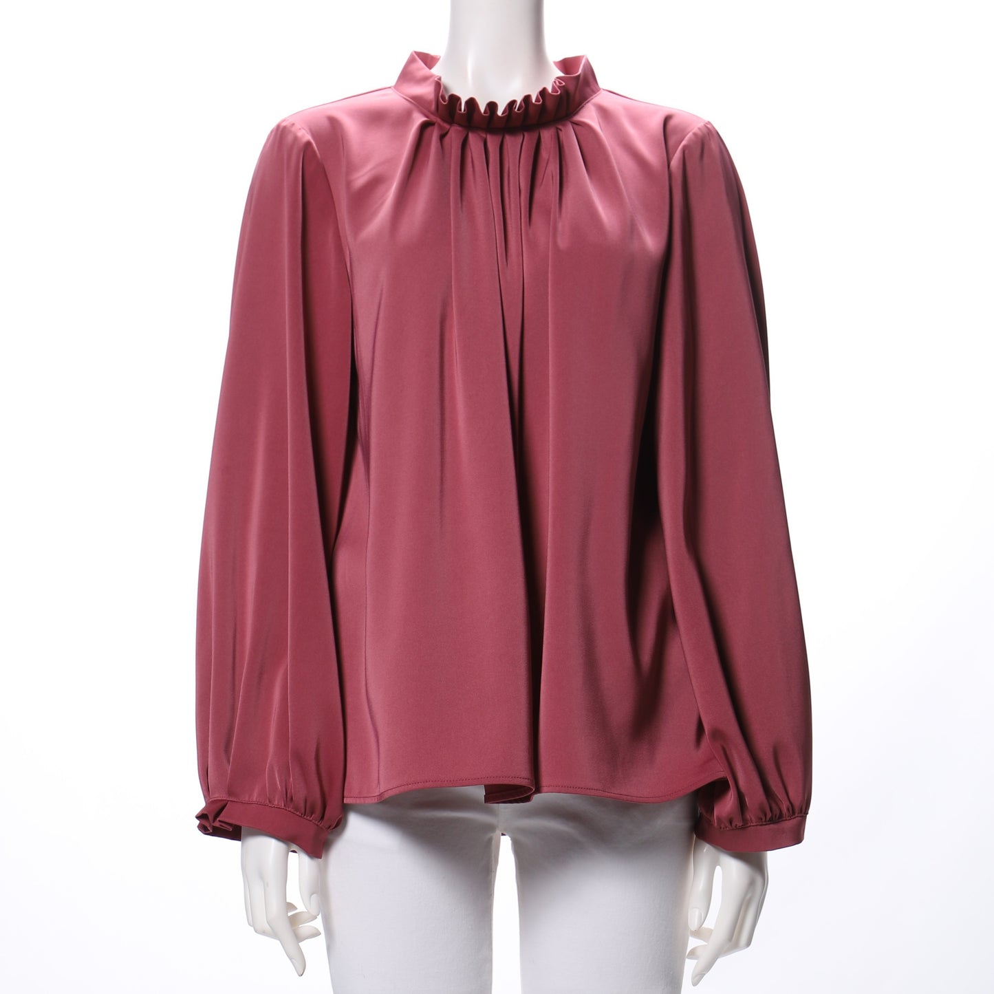 ギャザーフリルネックブラウス