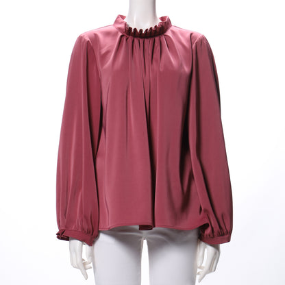 ギャザーフリルネックブラウス