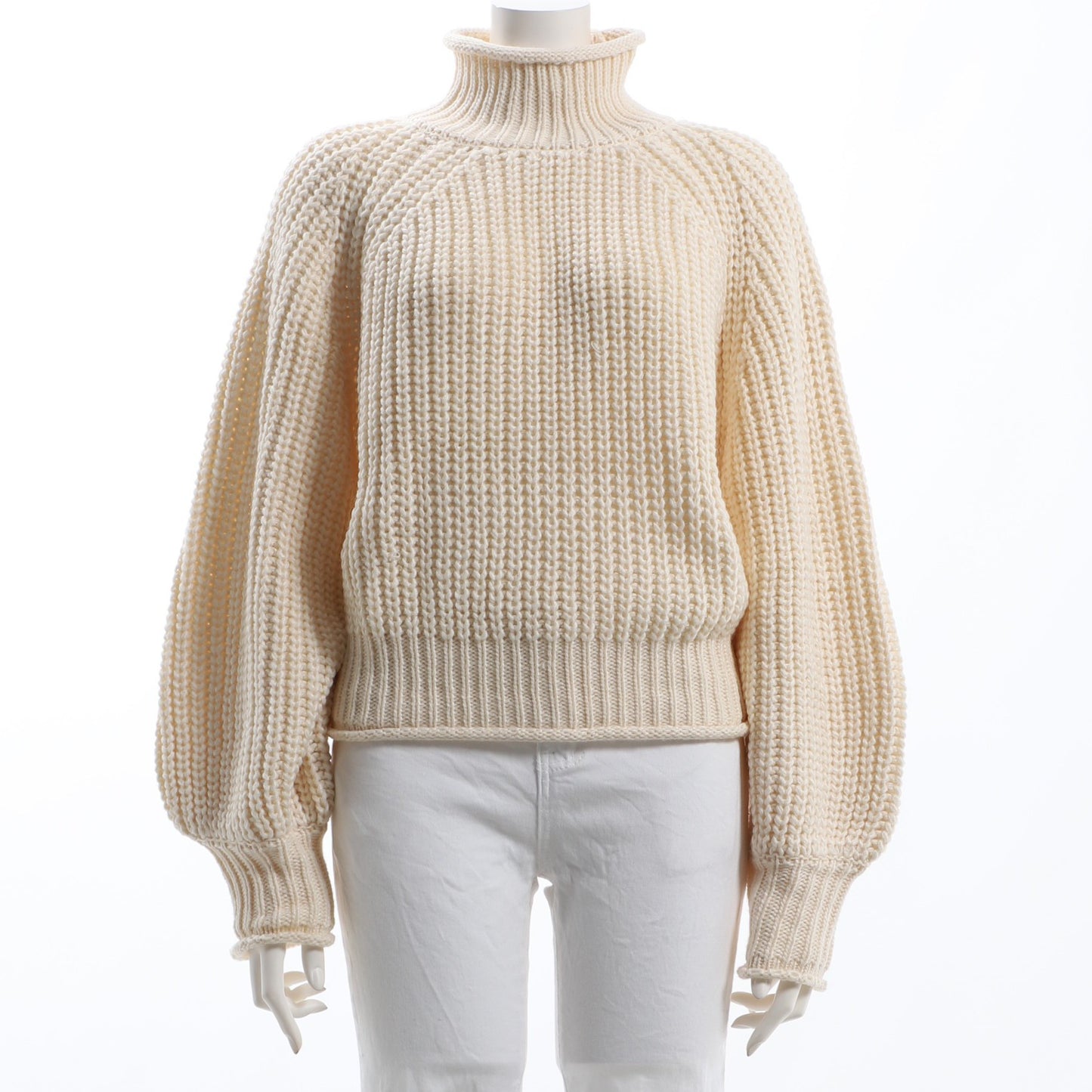 後ろカットアウトデザインボリュームスリーブローゲージニットプルオーバー