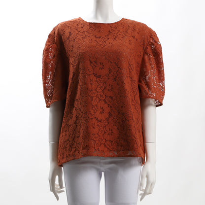 レース素材ふんわり袖ブラウス