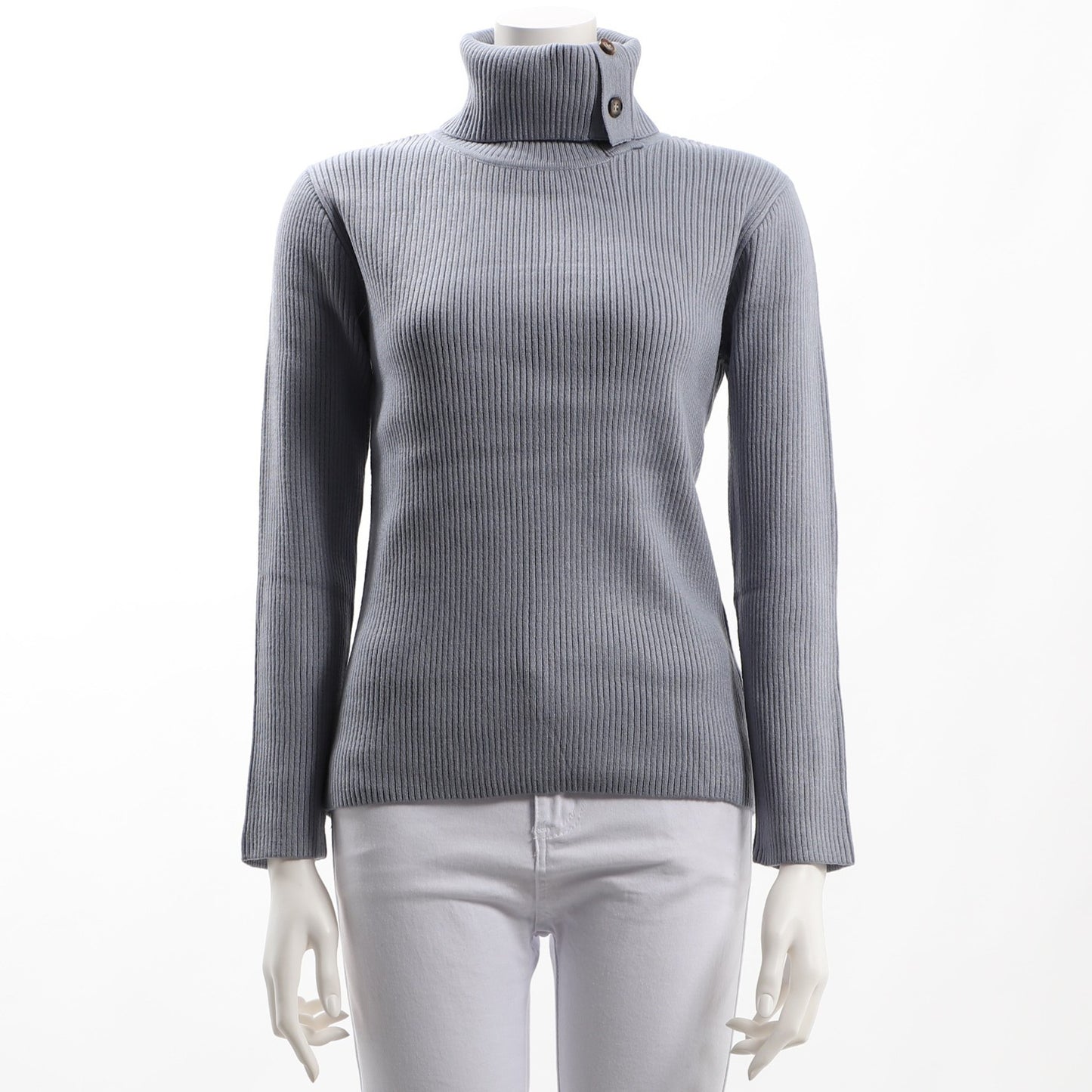 首元ボタンタートルネックニット