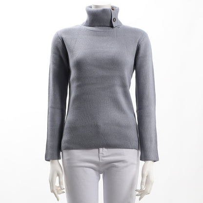 首元ボタンタートルネックニット