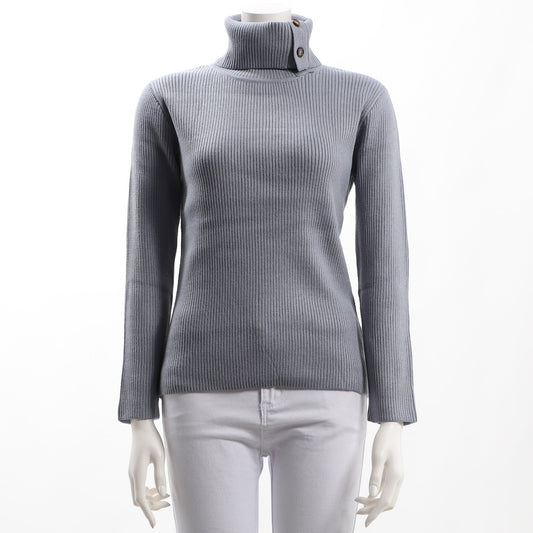 首元ボタンタートルネックニット