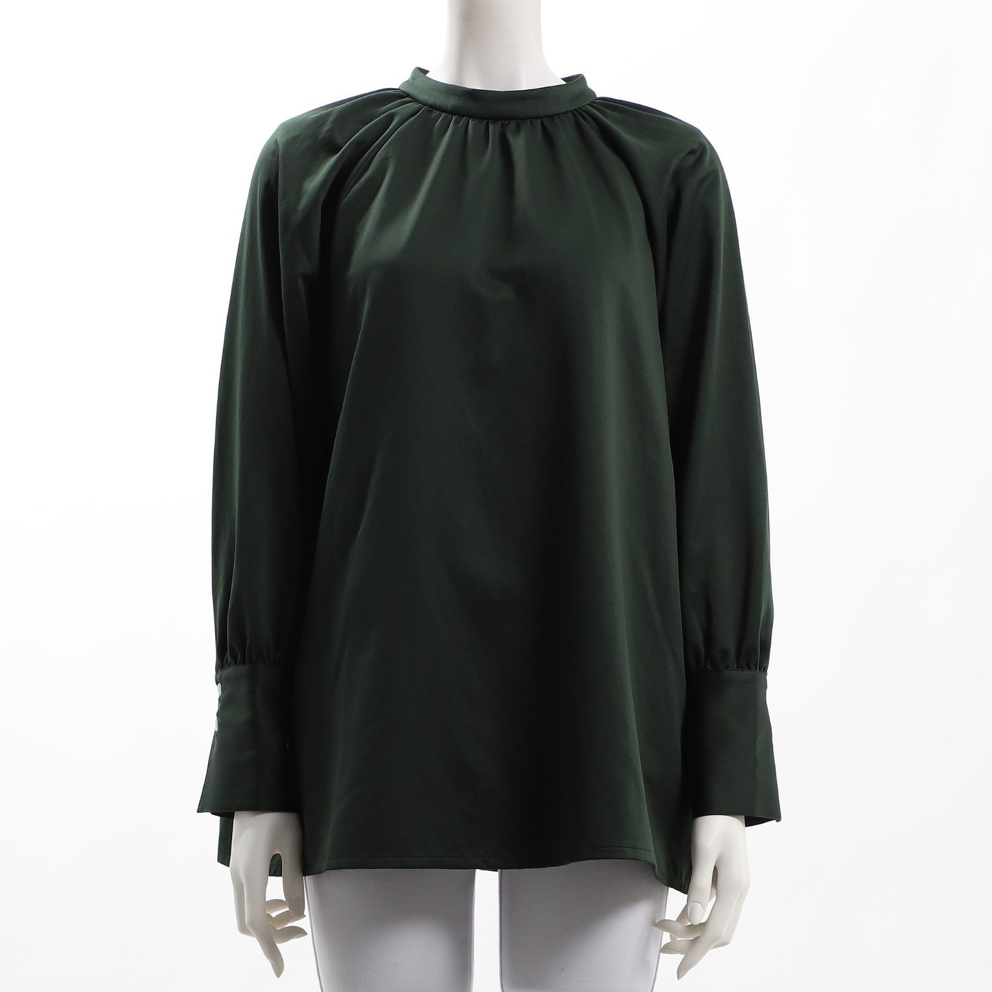 バックボタンスタンドカラーブラウス