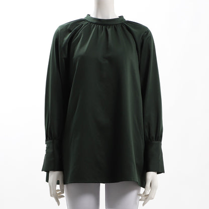 バックボタンスタンドカラーブラウス