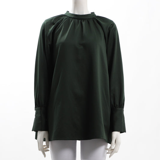 バックボタンスタンドカラーブラウス