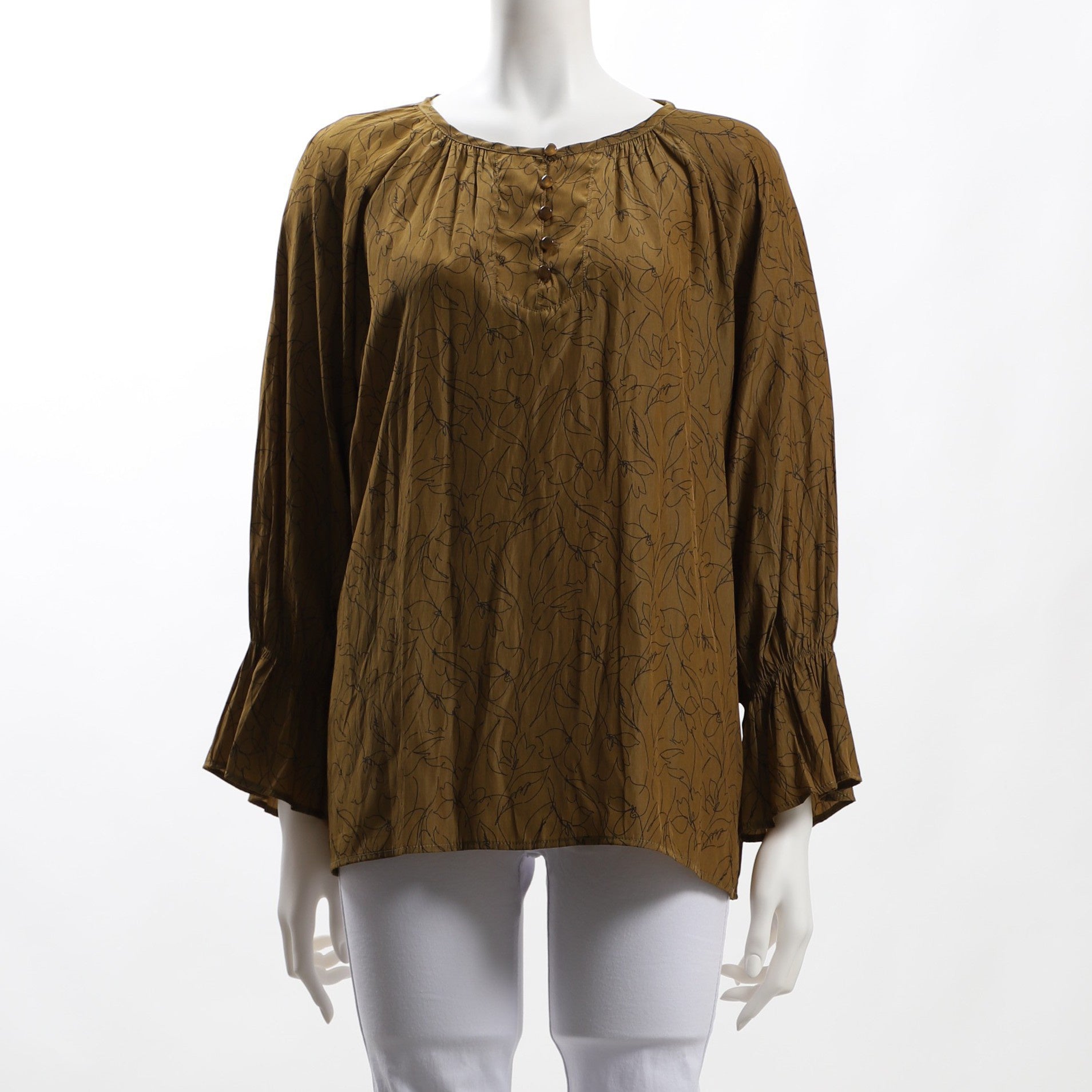 ラインプリント柄ブラウス