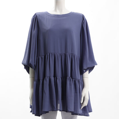 バックボタンティアードブラウス