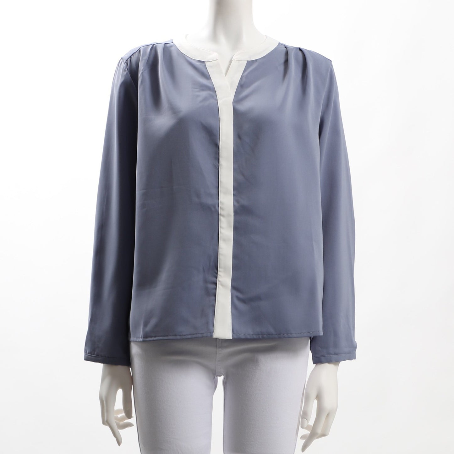 バイカラーネックブラウス