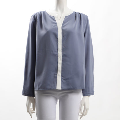 バイカラーネックブラウス