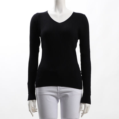 袖口ボタンデザインリブニット