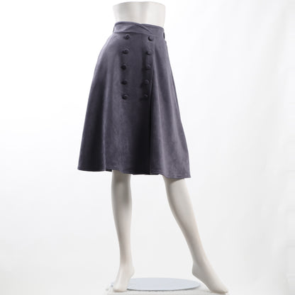 フェイクスウェードダブルボタンフレアスカート