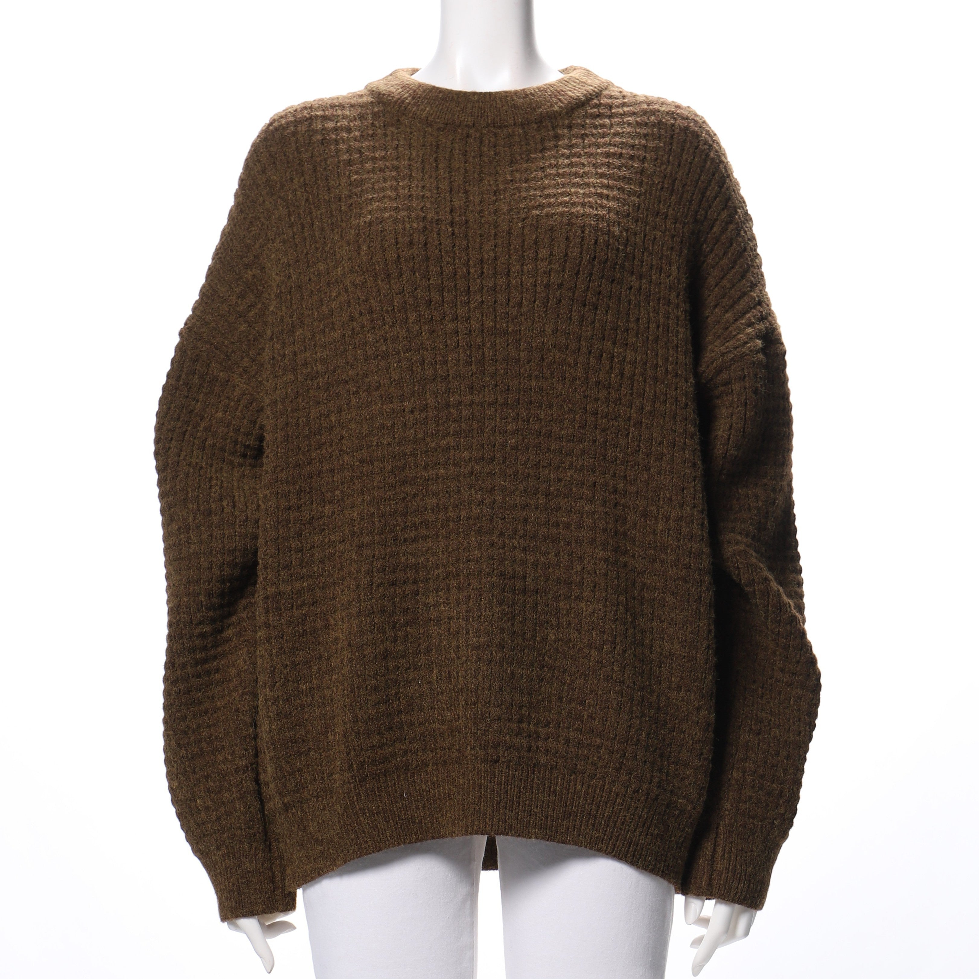 ワッフル編みクルーネックニット