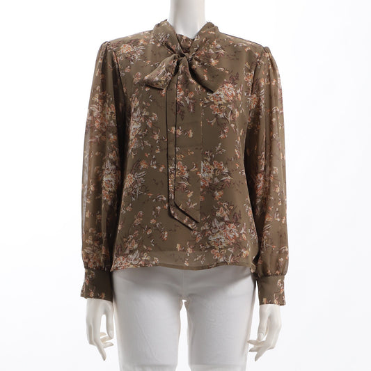 花柄ボウタイブラウス