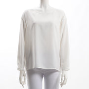 バック切り替えデザインラウンドネックブラウス