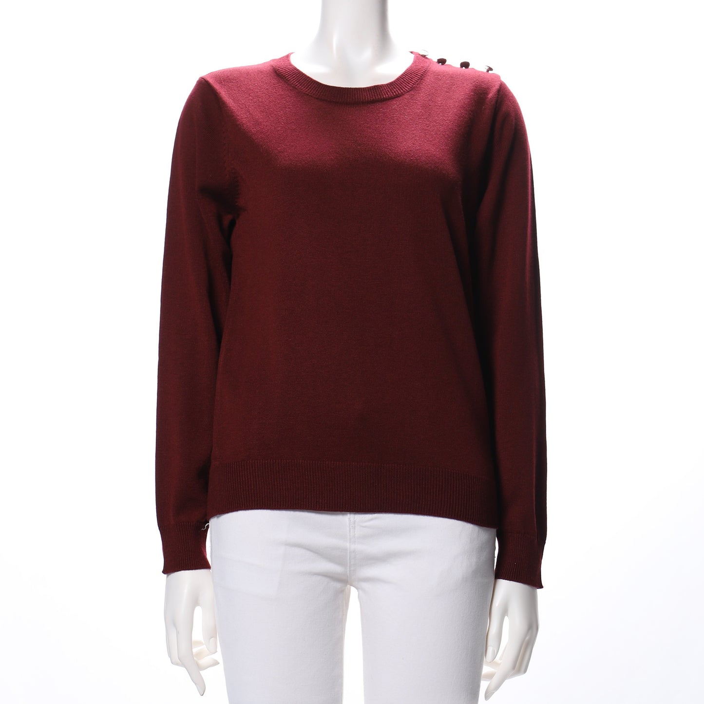 ショルダーボタンクルーネックニット