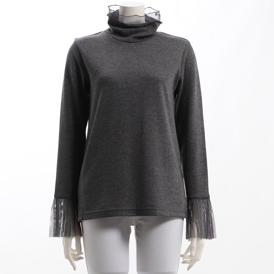 チュールドッキングラメタートルネックプルオーバー