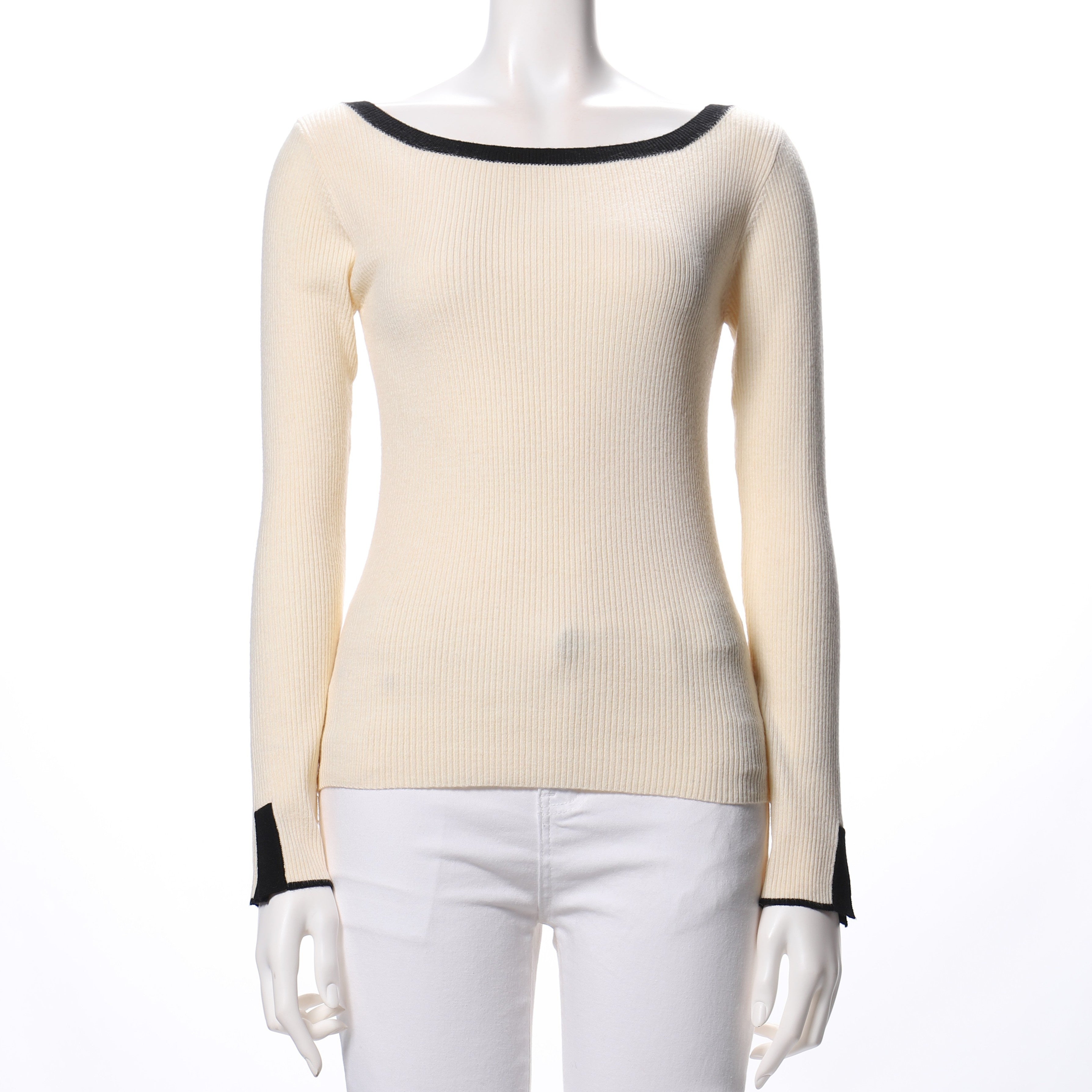 バイカラーデザインリブニット